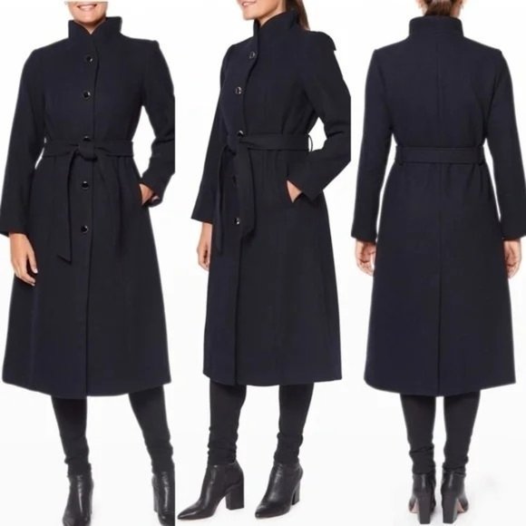 kate spade Jackets & Blazers - KATE SPADE Belted Wool Blend Midi Coat Black Large (12-14) NEW